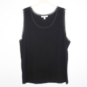 JM Collection Womens‎ Tank Top Plus Size 3X Lace Trim Scoop Neck Office